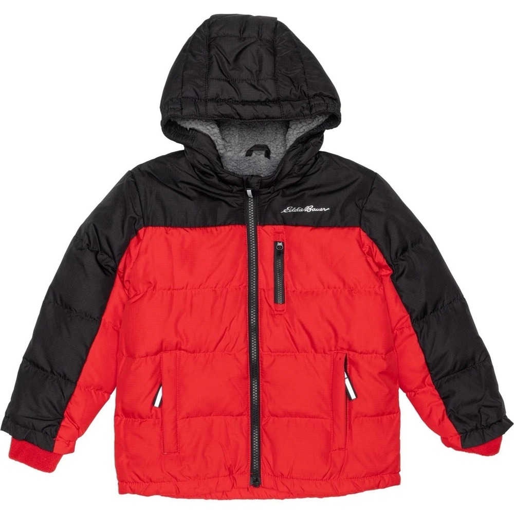 Eddie Bauer Toddlers Classic Down Jacket 650 Fill Power Insulated Red‎ Black 2T